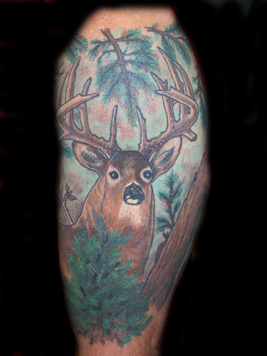 Jeff Raiano Tattoos big deer in woods 